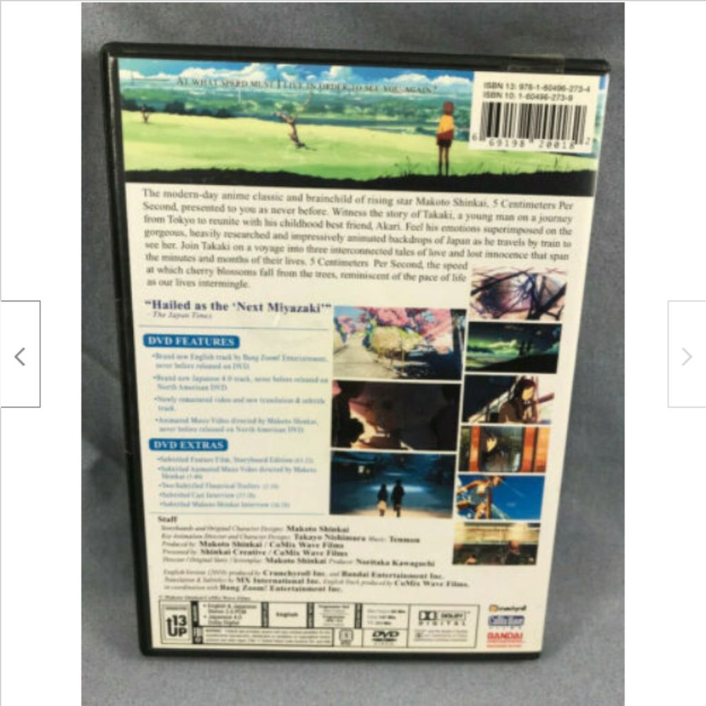 5 Centimeters Per Second (DVD, 2010) Bandai OOP - Anime Makoto Shinkai - Picture 2 of 2
